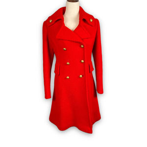 VINTAGE Union Made Red Tweed Heavy Double Breasted Coat Gold Buttons Size 4